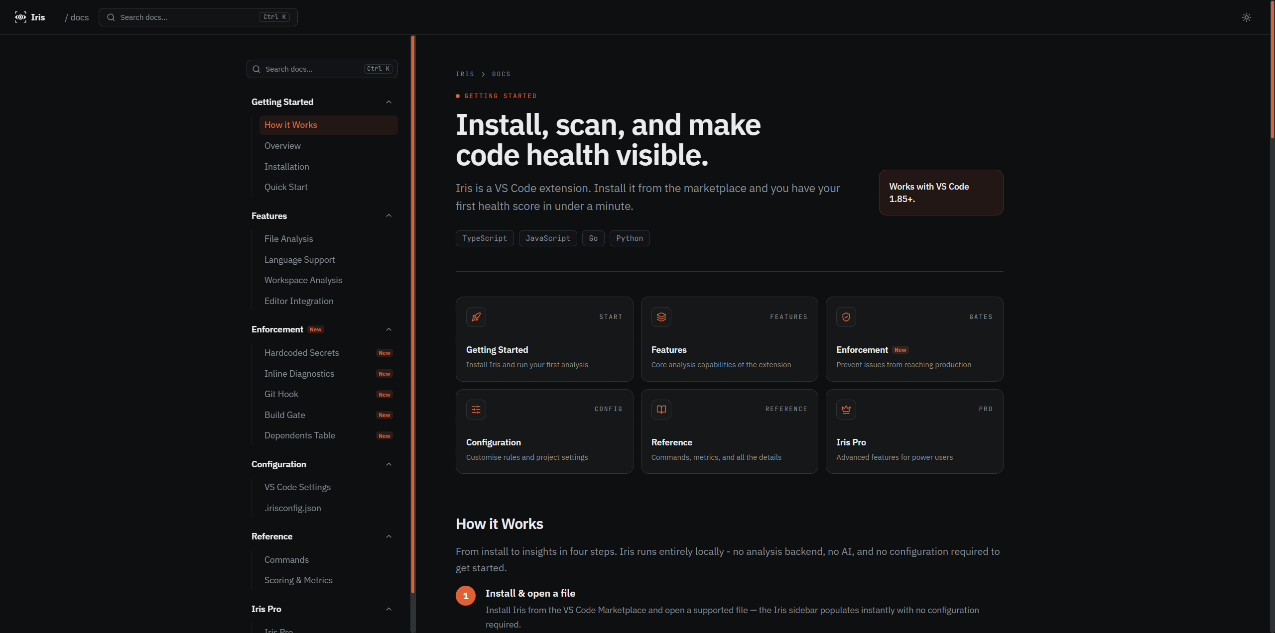 Iris Documentation - install Iris Code, configure rules, and